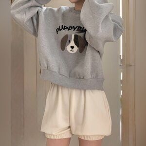 One size Women's FIVE gray Puppybuddy Cozy Graphic cotton Sweater NWOT